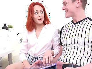 Fuck and facial for a little titty teen redhead