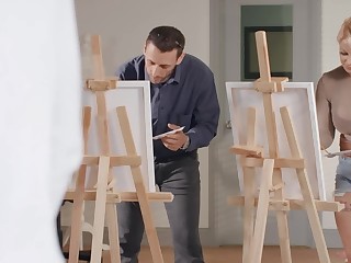 Ebony lesbian the man sensuous sexsensuality gets go places banging in art class