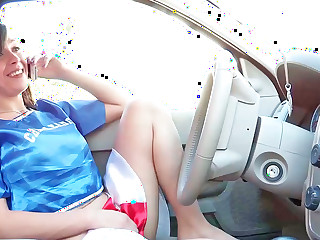 Raven haired girl is humping in a mini micro-skirt