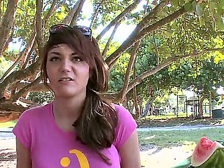 Provocative young looking brunette floosie Lisa